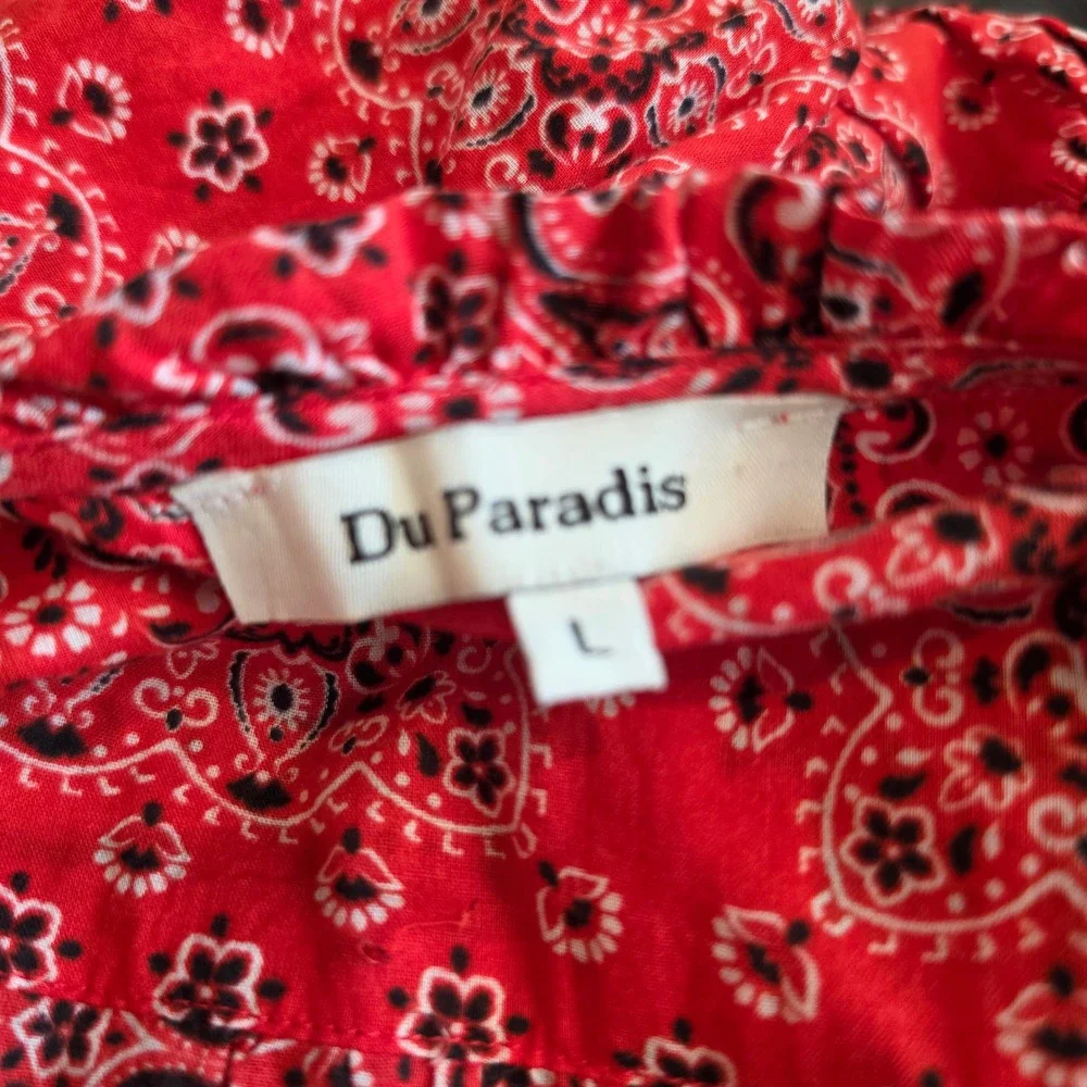 DuParadis Anthropologie Red Bandana Paisley Cotton Romper Smocked Waist Large